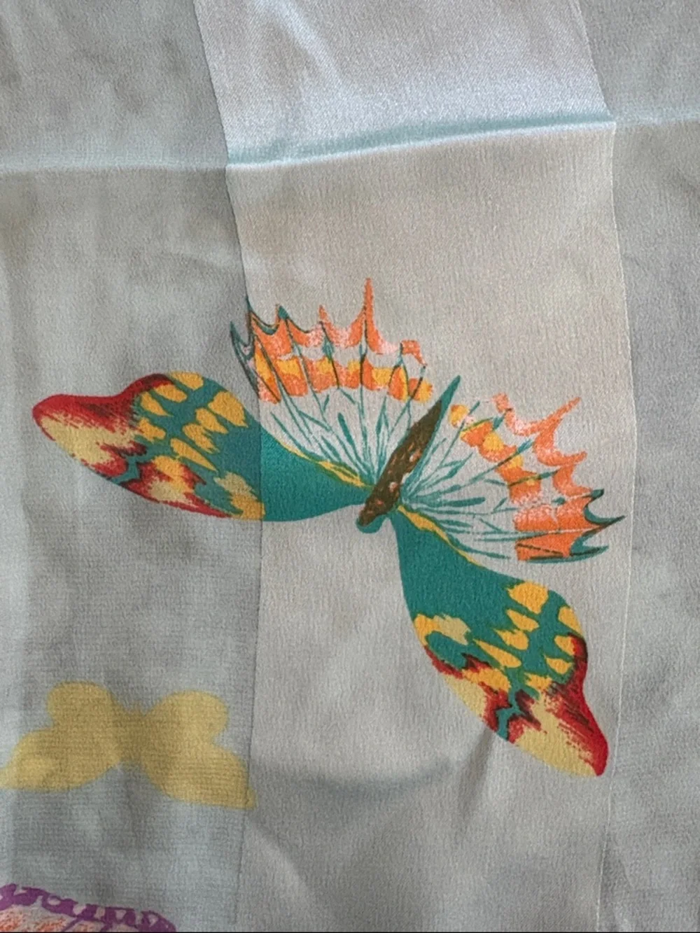 Vintage Chopard Chiffon Silk Scarf with Multi-Color Butterfly Motif